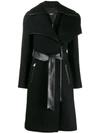 Mackage Nori Belted Wide Lapel Coat In Black