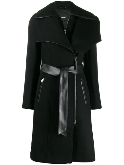 Mackage Nori Belted Wide Lapel Coat In Black