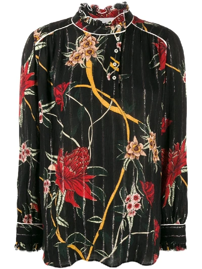 Ba&sh Ba & Sh Paulin Metallic Floral Top In Black