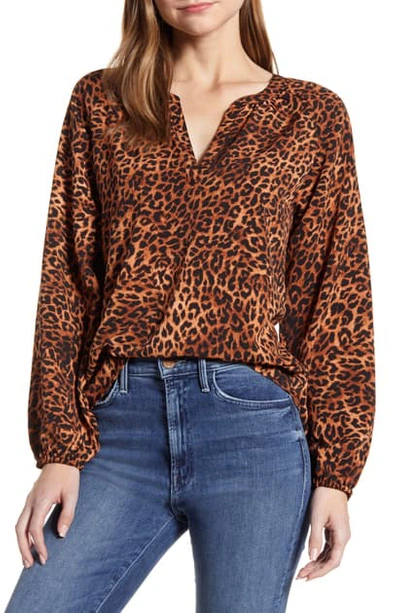 B Collection By Bobeau Julius Print Blouse In Textured Leopard