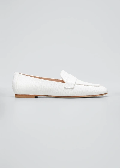 Stuart Weitzman Women's Payson Croc-embossed Loafers In White