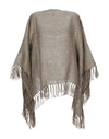 Brunello Cucinelli Woven Fringed Poncho In Khaki