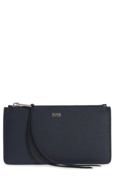 Hugo Boss Taylor Leather Travel Wallet In Dark Blue