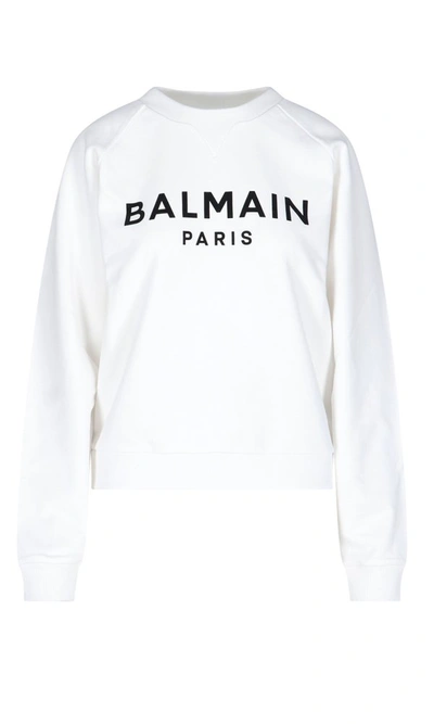 Balmain Logo Graphic Cotton Sweatshirt In Black