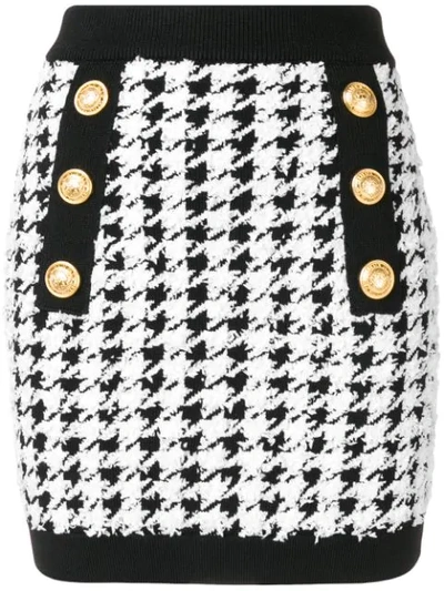 Balmain Houndstooth Mini Skirt In Black