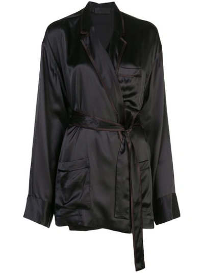 Haider Ackermann Belted Silk-satin Blouse In Black