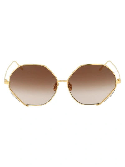 Linda Farrow Sunglasses In Fawcet Yellow Gold