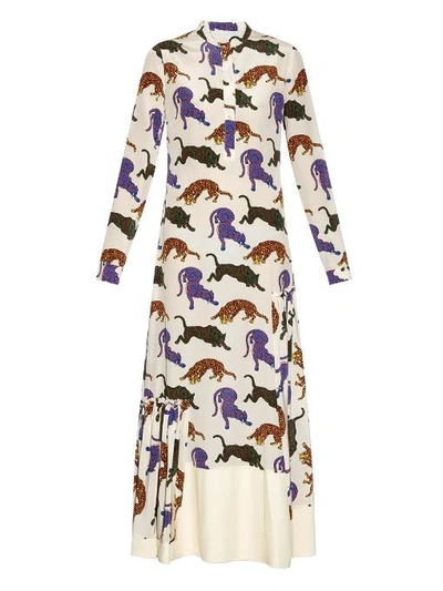 Stella Mccartney Agnes Wild Cats-print Maxi Dress In Cream