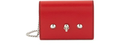 Alexander Mcqueen Card Holder With Chain In Deep Red