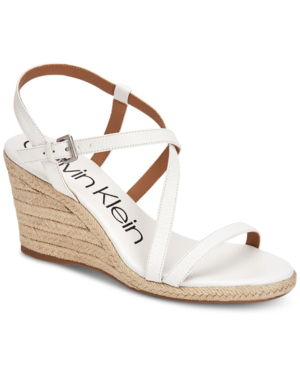 calvin klein white wedge sandals