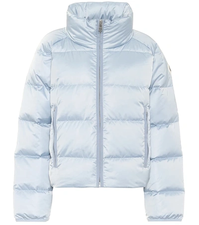 Tory Sport Cropped Performance Satin Down Jacket In Blue