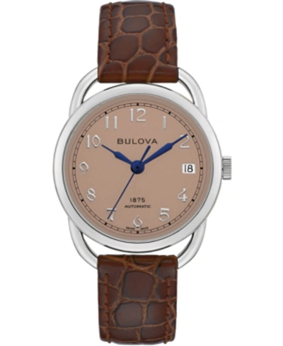 Bulova Limited Edition  Women's Swiss Automatic Joseph  Brown Leather Strap Watch 34.5mm