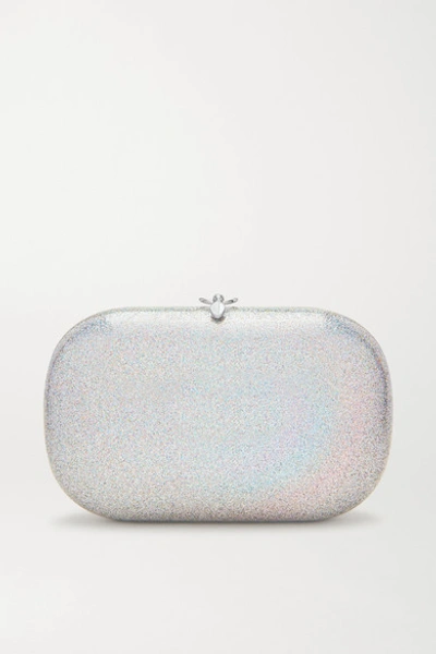 Jeffrey Levinson Elina Plus Glittered Rainbow Enamel Clutch In Silver