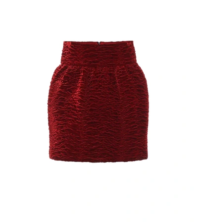 Saint Laurent Textured High-waisted Mini Skirt In Red