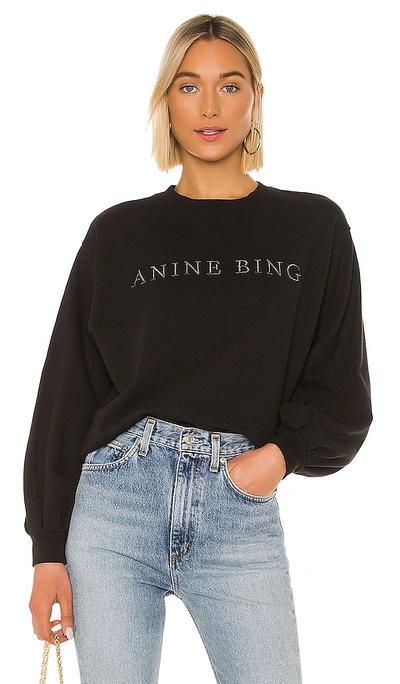 Anine Bing Esme Cotton Sweatshirt In Black