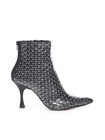 Mm6 Maison Margiela Print Leather Ankle Boots In Black