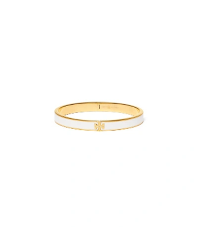 Tory Burch Enamel Brass Bracelet With Logo In Tory Gold / New Ivory