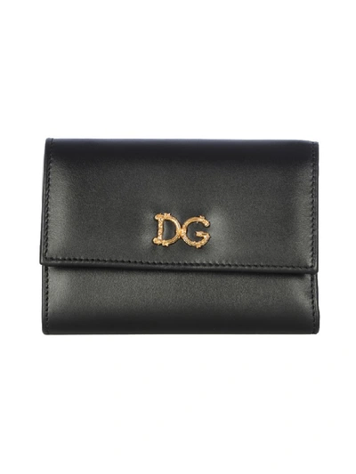 Dolce & Gabbana Frenc Flap Wallet In Black