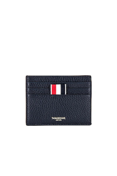 Thom Browne Granulated Leather Card Holder In Black