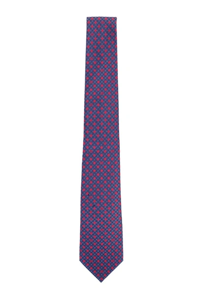 Gucci Blue Checked Silk Tie In Purple