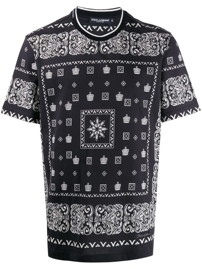 Dolce & Gabbana Bandana Print Crowns T-shirt In Black