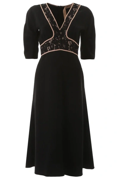 N°21 Dress With Lace Inserts In Black