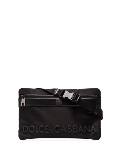 Dolce & Gabbana Textured Logo Belt Bag In Black