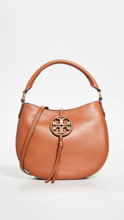 Tory Burch Mini Hobo Leather Hand Bag In Calf Leather In Brown