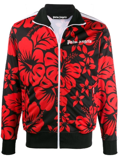Palm Angels Hawaiian Logo-print Track Jacket In Red | ModeSens