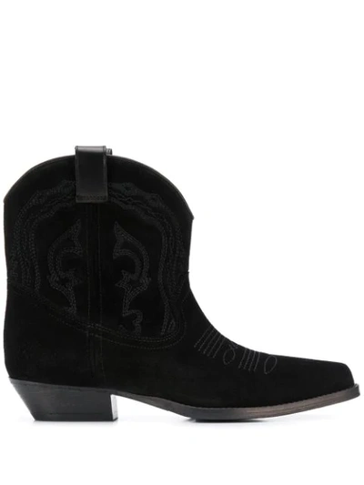 Ba&sh Womens Noir 0100 Colt Suede Cowboy Boots 6
