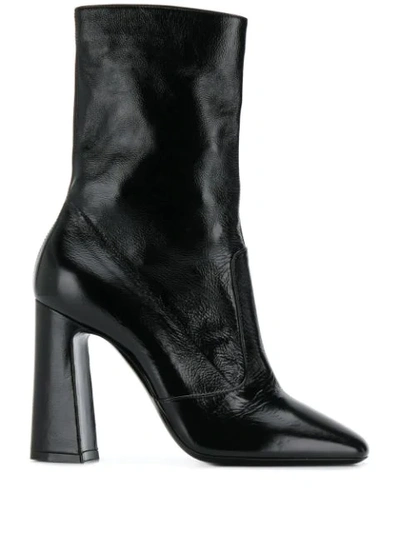 Saint Laurent Square Toe 100mm Ankle Boot In Black