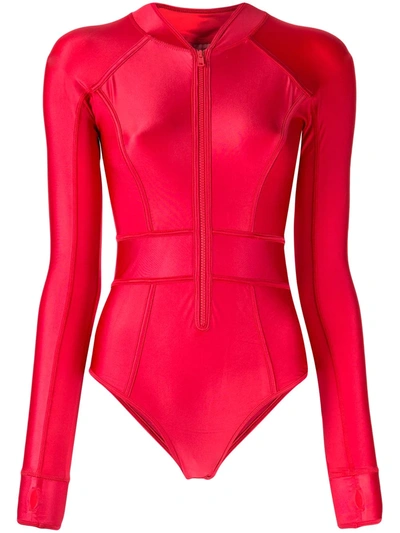 Duskii Cerise Long Sleeve Suit In Red