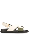 Marni Fussbett Criss-cross Sandals In Dark Olive