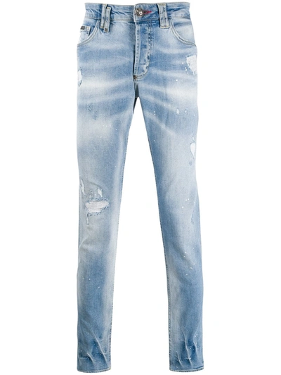 Philipp Plein Super Straight Cut Denim Jeans In Blue