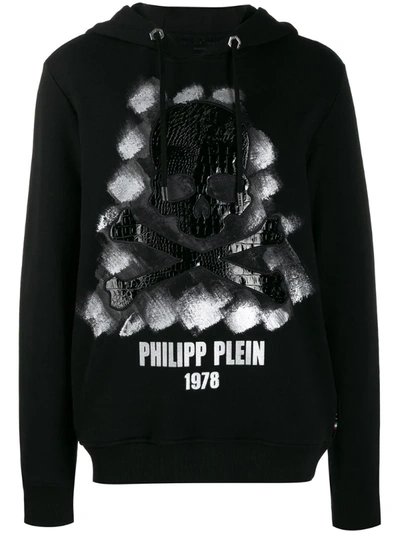 Philipp Plein Skull Print Hoodie In Black