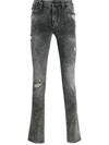 Philipp Plein Distressed Slim-fit Jeans In Grey