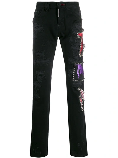 Philipp Plein Studded Straight-leg Jeans In Black