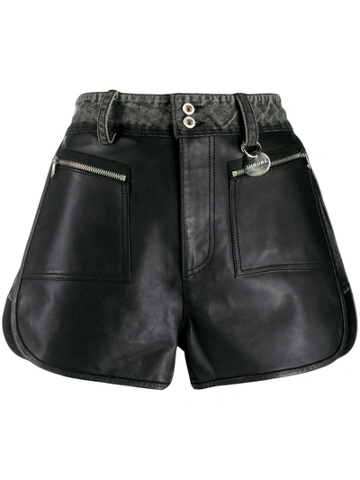 Diesel Denim Waisted A-line Shorts In Black