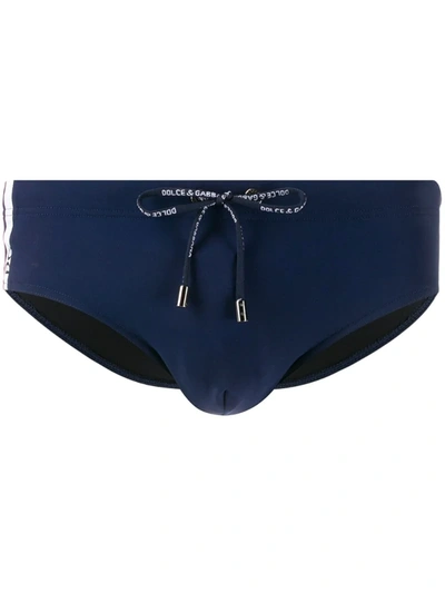 Dolce & Gabbana Swimming Briefs With High Waistline In Blue