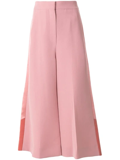 Roksanda Satin-trimmed Crepe Wide-leg Pants In Pink