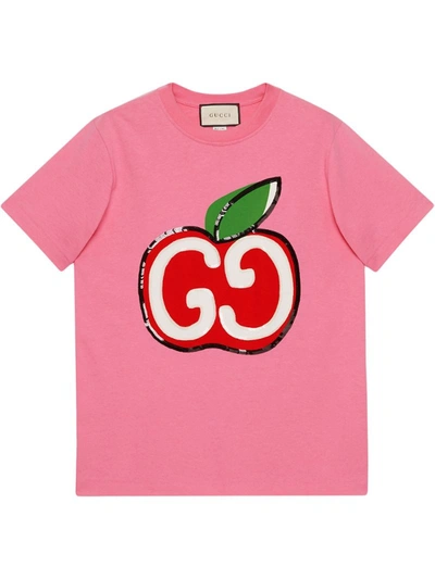 Gucci Gg Apple Print T-shirt In Pink