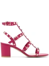 Valentino Garavani Rockstud Caged Sandals In Red