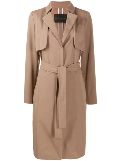 Fabiana Filippi Belted Mid-length Coat In Brown