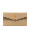 Saint Laurent Large Uptown Leather Pouch In Neutrals