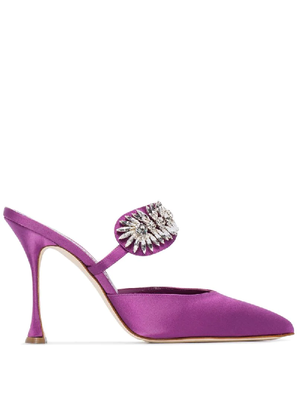 mules with crystal strap