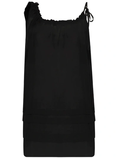 Araks Taline Asymmetric Stripe Cotton Dress In Black
