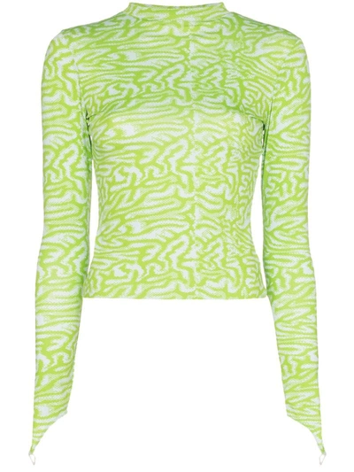 Maisie Wilen Psychadelic-print Top In Green