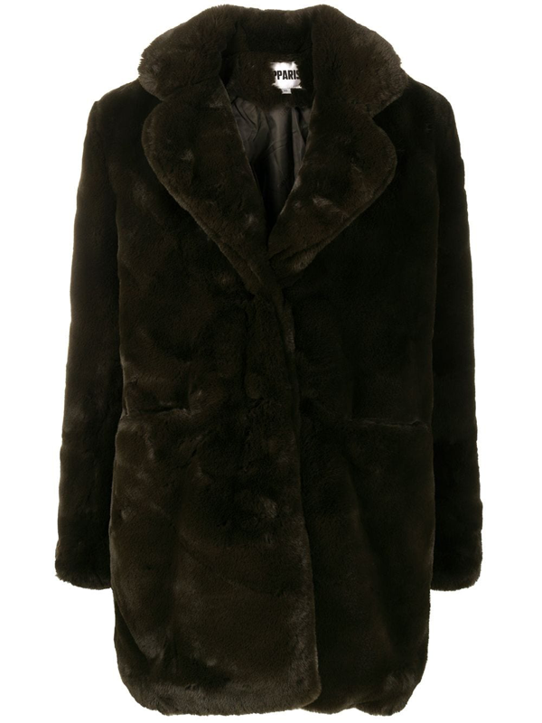 Apparis Sophie Faux Fur Coat In Green | ModeSens
