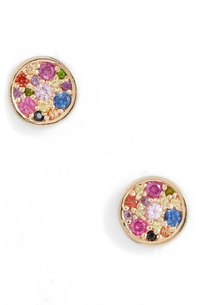 Anzie Love Rainbow Circle Stud Earrings In Gold/ Multi