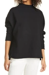 Frank & Eileen Long Sleeve Funnel Neck Capelet Sweatshirt In Black